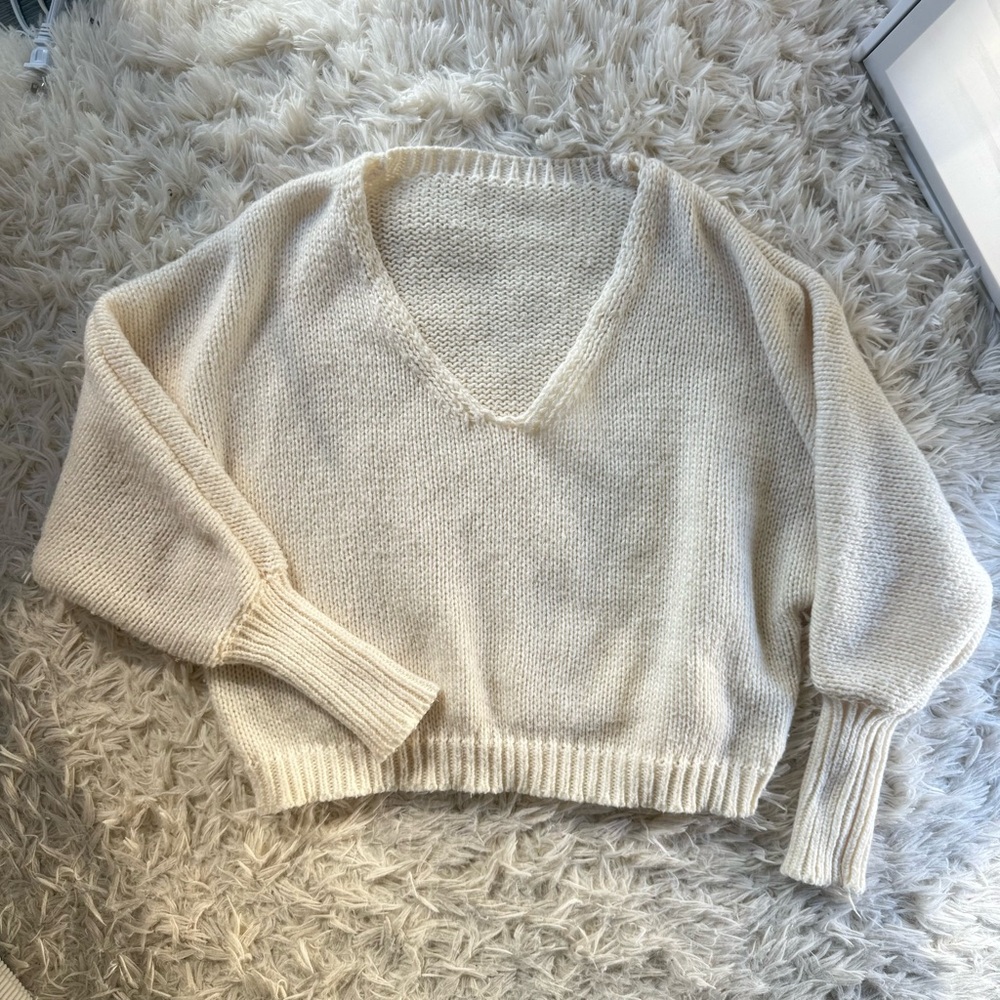 Cozy Cream V-Neck Sweater